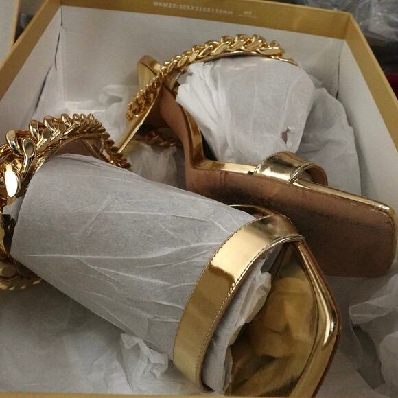 VGUC Michael by Michael Kors Bianca Embellished Metallic Leather Heels Size 9.5 - Picture 7 of 10